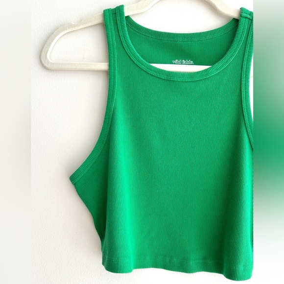 wild fable Bright Green Cropped Ribbed Racerback Tank Top, Size Large - Picture 2 of 15